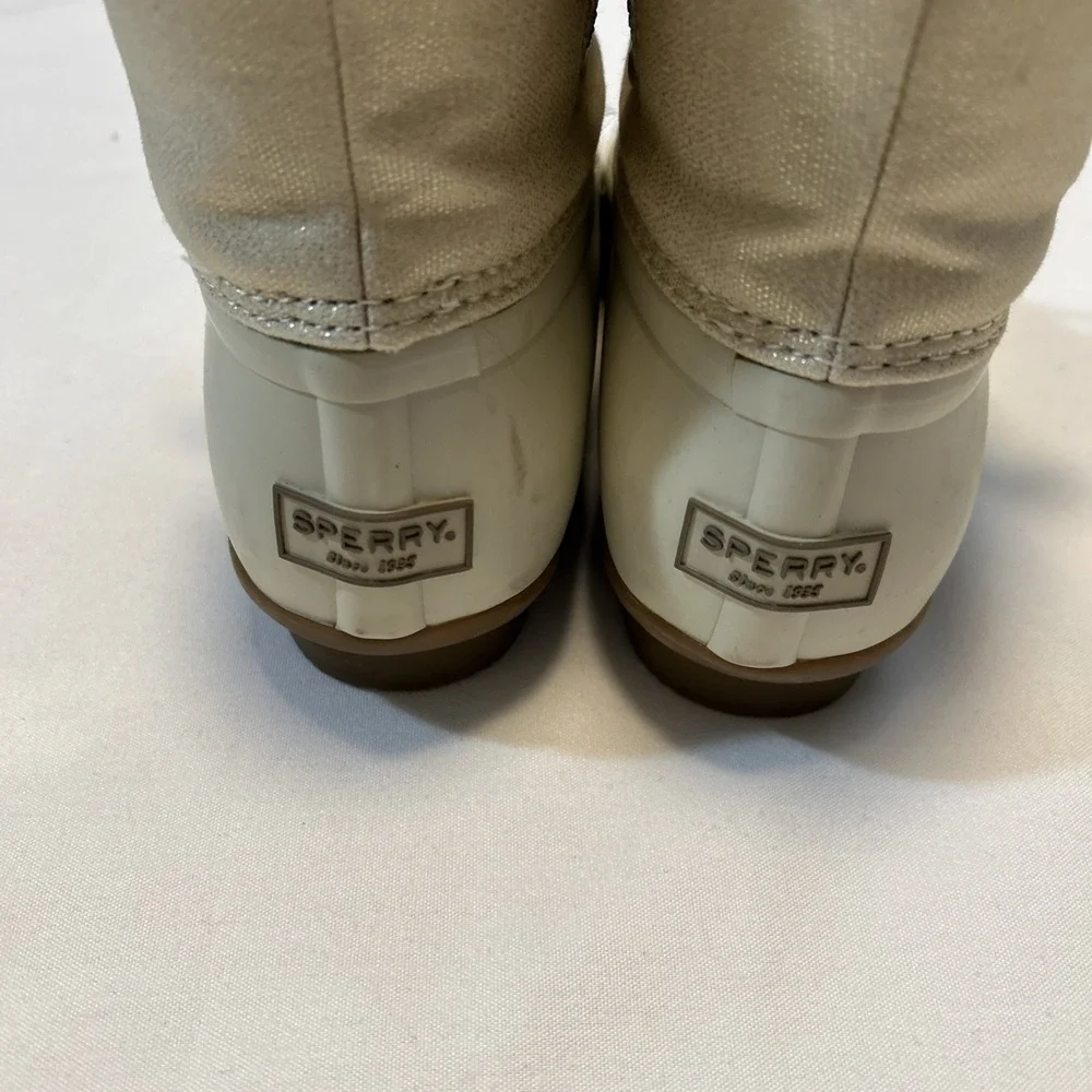 Sperry‎ Top-Sider Women 6.5 duck boots Saltwater Canvas Oat/Gold Rain Boots 286